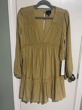 Lumiere golden yellow boho V-Neck Tiered Dress